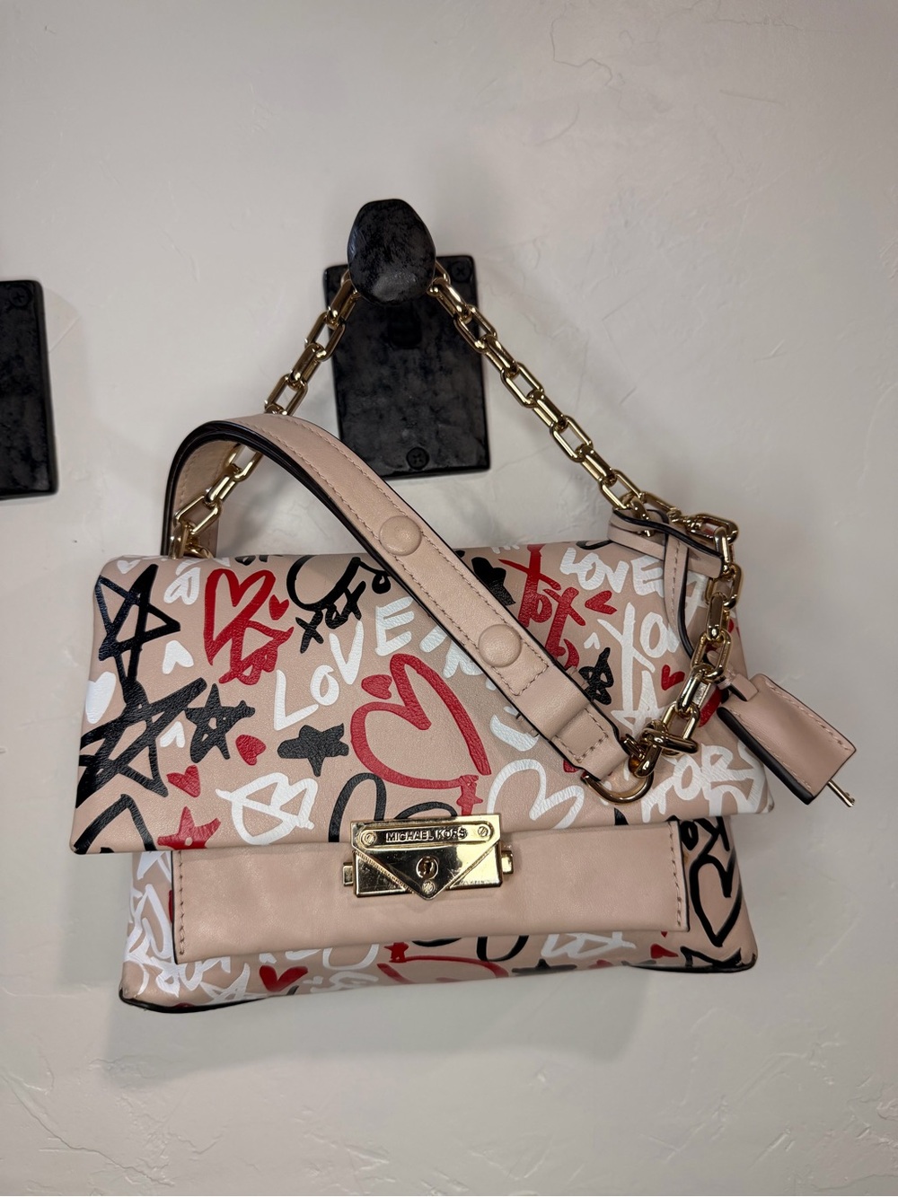 Michael Kors Ceecee Graffiti Top Handle Shoulder Bag with key!